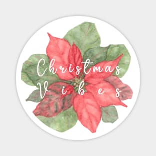 Christmas Star Poinsettia Watercolor Magnet